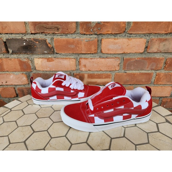 Sz 13 Vans Knu Skool Red White Mega Check Checkerboard Sneakers Men Old